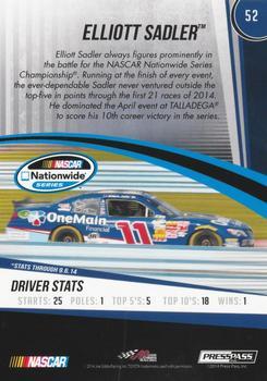 2015 Press Pass Cup Chase - Gold #52 Elliott Sadler Back