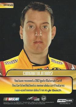 2012 Press Pass Ignite - Materials Gun Metal #IM-KYB Kyle Busch Back