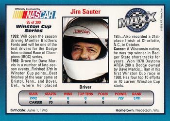 1993 Maxx Premier Series #95 Jim Sauter Back