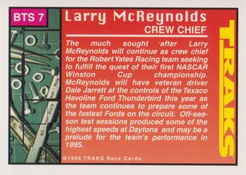 1995 Traks - Behind the Scenes Silver Foil #BTS 7 Larry McReynolds Back