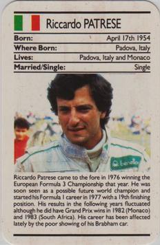 1987 Ace Fact Pack Sporting Greats Motor Racing #NNO Riccardo Patrese Front