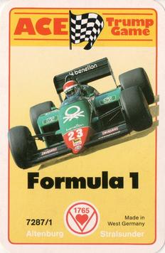 1986 Ace Trump Game Formula 1 #NNO Cover Card / Alfa Romeo 185T Front