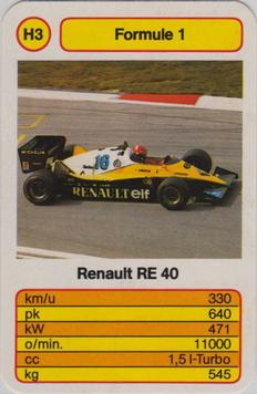 1986 Ace Trump Game Formula 1 - Formule 1 (German) #H3 Renault RE40 Front