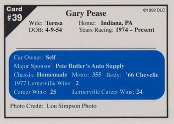 1992 Donny's Lernerville Speedway Part 1 - Silver Edition #39 Gary Pease Back