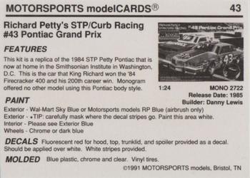 1991 Motorsports Modelcards - Premiere #43 Richard Petty Back