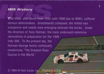 1995 Hi-Tech 1994 Brickyard 400 - Preview Proof #4 IMS History Back