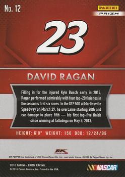 2016 Panini Prizm - Red, White & Blue Prizm #12 David Ragan Back