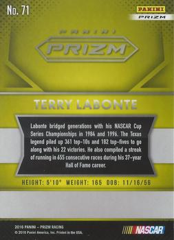 2016 Panini Prizm - Prizm #71 Terry Labonte Back