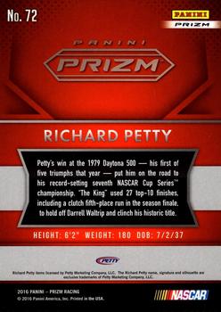 2016 Panini Prizm - Prizm #72 Richard Petty Back