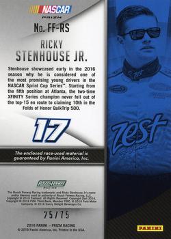 2016 Panini Prizm - Firesuit Fabrics Blue Flag Prizm #FF-RS Ricky Stenhouse Jr. Back