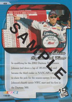 2002 Press Pass Premium - Beckett Samples #49 Jimmie Johnson Back