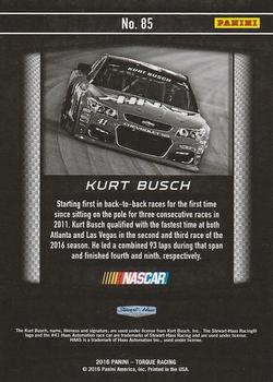 2016 Panini Torque - Holo Silver #85 Kurt Busch Back