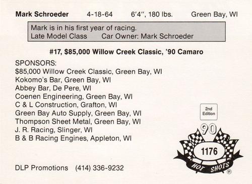 1990 Hot Shots Second Edition - Oversized #1176 Mark Schroeder Back