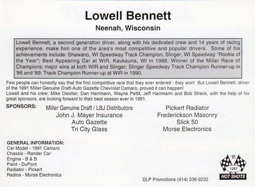 1991 Hot Shots - Oversized #1267 Lowell Bennett Back