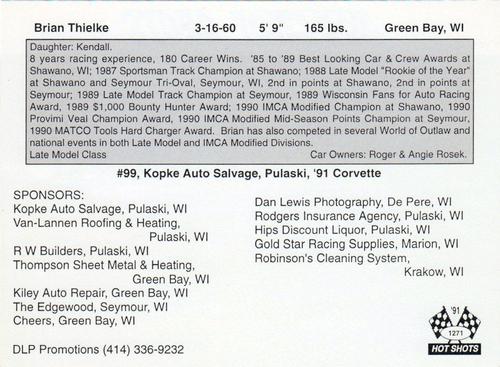 1991 Hot Shots - Oversized #1271 Brian Thielke Back