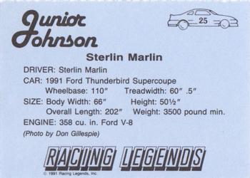 1991 Racing Legends Junior Johnson #25 Junior Johnson Back