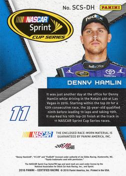 2016 Panini Certified - Sprint Cup Swatches Mirror Blue #SCS-DH Denny Hamlin Back