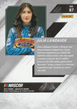 2017 Panini Absolute #87 Julia Landauer Back