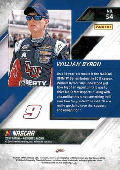 2017 Panini Absolute - Spectrum Gold #54 William Byron Back