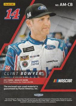 2017 Panini Absolute - Absolute Memorabilia Spectrum Blue #AM-CB Clint Bowyer Back