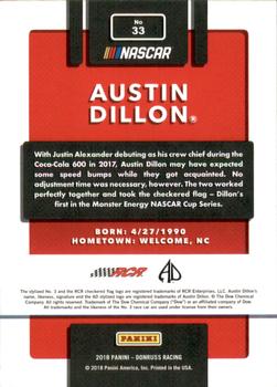 2018 Donruss - Red Foil #33 Austin Dillon Back