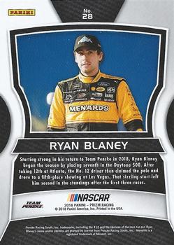 2018 Panini Prizm #28 Ryan Blaney Back