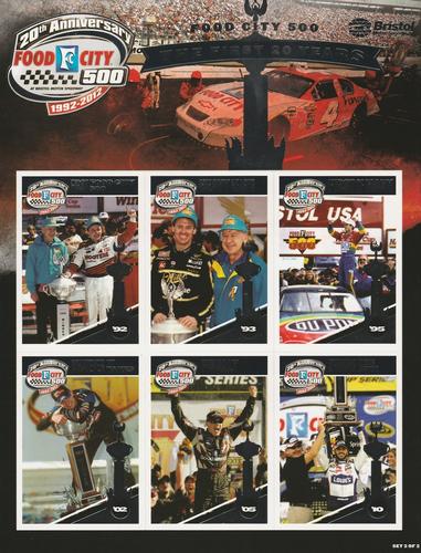 2012 20th Anniversary of Food City 500 at Bristol - Uncut Sheets #2 Cards 7-12 Front