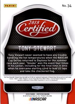 2018 Panini Certified - Red #34 Tony Stewart Back