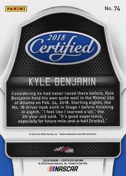 2018 Panini Certified - Black #74 Kyle Benjamin Back