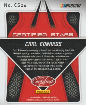 2018 Panini Certified - Certified Stars Green #CS24 Carl Edwards Back