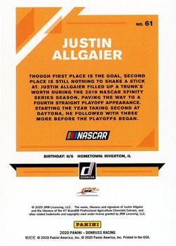2020 Donruss - Orange #61 Justin Allgaier Back