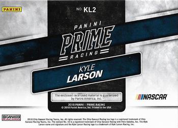 2018 Panini Prime - Prime Jumbo Associate Sponsor 10 #KL2 Kyle Larson Back