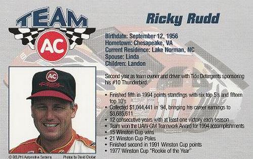 1995 AC Racing #NNO Ricky Rudd Back