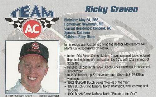 1995 AC Racing #NNO Ricky Craven Back