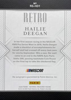 2020 Panini National Treasures - Retro Signatures Holo Gold #RS-HD1 Hailie Deegan Back