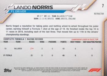 2020 Topps Chrome Formula 1 - Refractor #7 Lando Norris Back