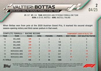 2020 Topps Chrome Sapphire Edition Formula 1 - Orange #2 Valtteri Bottas Back