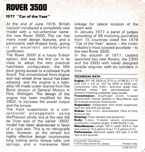 1978-80 Auto Rally Series 1 #13-067-01-07 Rover 3500 Back