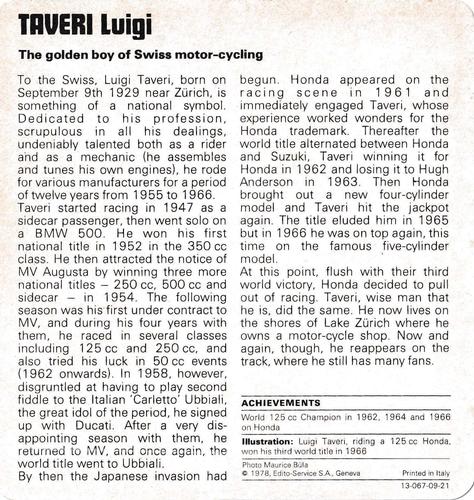 1978-80 Auto Rally Series 9 #13-067-09-21 Luigi Taveri Back