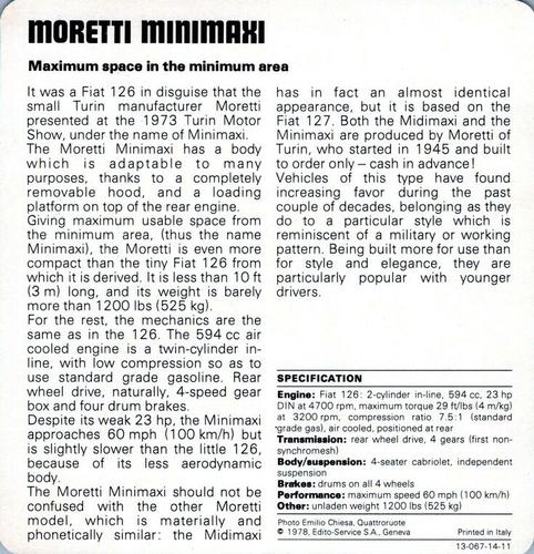 1978-80 Auto Rally Series 14 #13-067-14-11 Moretti Minimaxi Back