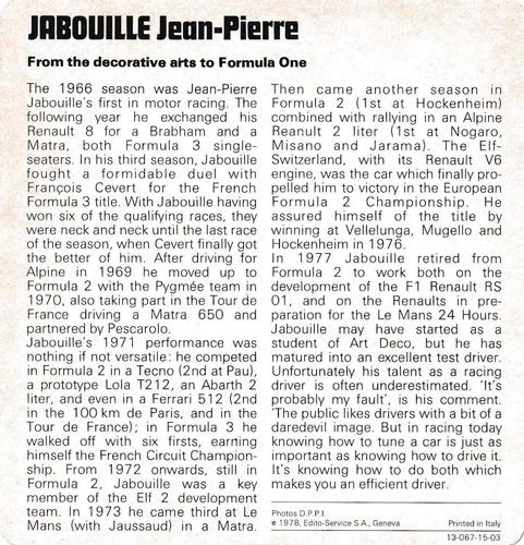 1978-80 Auto Rally Series 15 #13-067-15-03 Jean-Pierre Jabouille Back