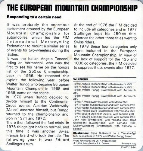 1978-80 Auto Rally Series 22 #13-067-22-24 The European Mountain Championship Back
