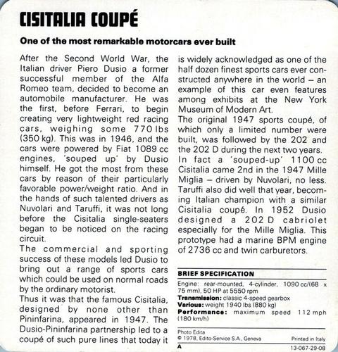 1978-80 Auto Rally Series 29 #13-067-29-08 Cistalia Coupé Back