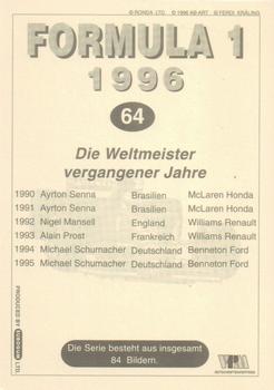 1996 Eurogum Formula 1 #64 Die Weitmmeister Vergangener Jahre Back