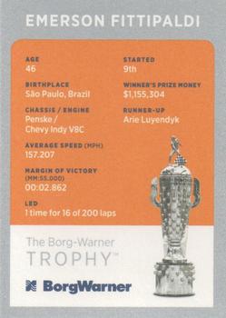 2018 BorgWarner Trophy Cards #NNO Emerson Fittipaldi Back