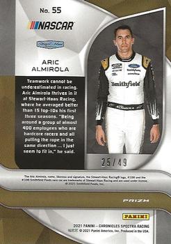 2021 Panini Chronicles - Spectra Interstellar Red #55 Aric Almirola Back