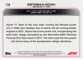 2022 Topps Formula 1 #116 Esteban Ocon Back