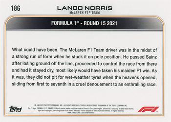 2022 Topps Formula 1 - Checker Flag #186 Lando Norris Back
