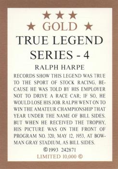 1993 Hilton G. Hill Gold True Legend Series 4 #NNO Ralph Harpe Back