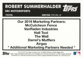 2019 Topps SRC Motorsports #NNO Robert Summerhalder Back